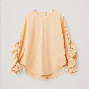 COS 100% Cotton Yellow Ruffle Sleeve Statement Blouse - Size 10